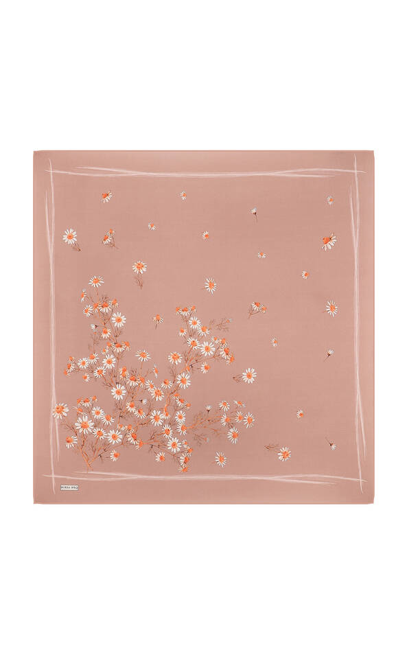 وشاح حريري من نسيج قطني طويل بنمط ديزي روز المتربة - Bursa İpek