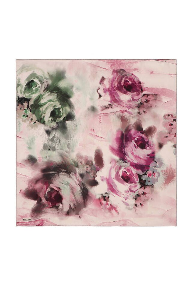 وشاح حريري سورا بنقشة الباستيل ليلكي - Bursa İpek