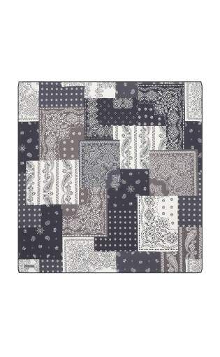 Antrasit Patchwork Desen Twill İpek Eşarp 