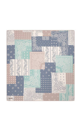 Pudra Patchwork Desen Twill İpek Eşarp 