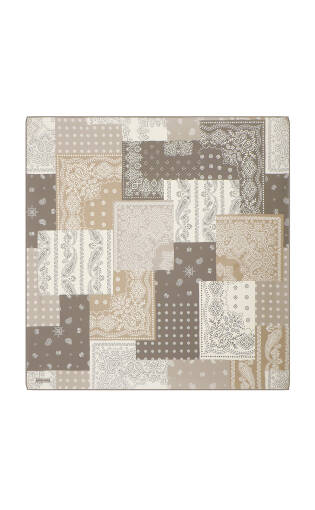 Taş Patchwork Desen Twill İpek Eşarp 