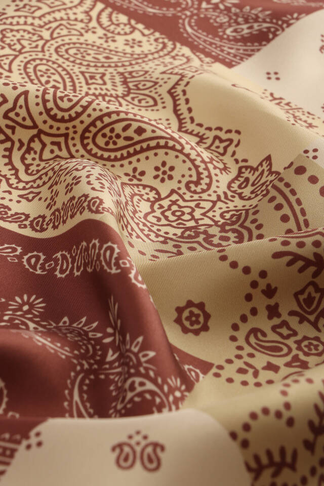 Tile Patchwork Pattern Twill Silk Scarf - 2