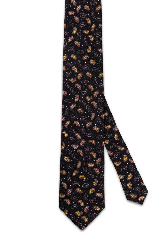 Black Patterned Silk Tie - 2