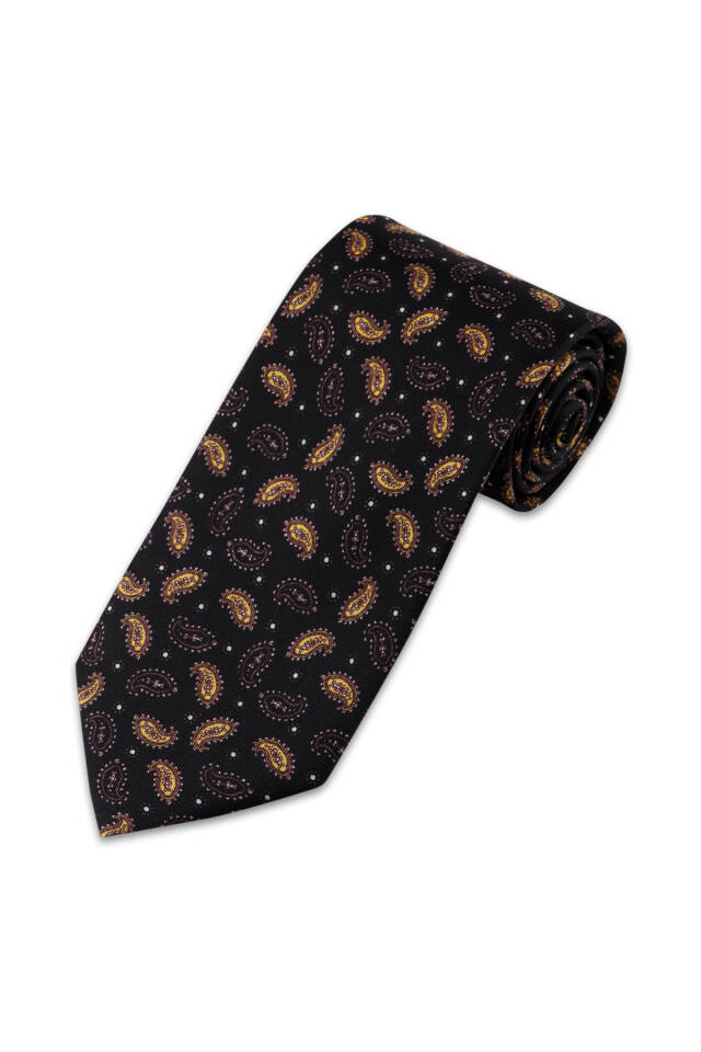 Black Patterned Silk Tie 