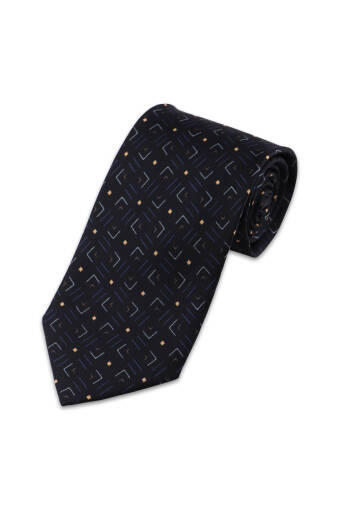 Black Patterned Silk Tie 