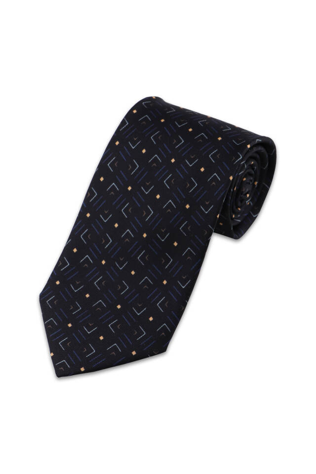 Black Patterned Silk Tie 