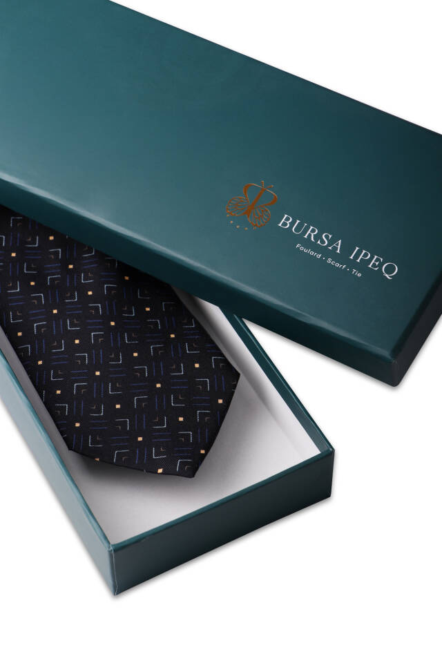 Black Patterned Silk Tie - 3