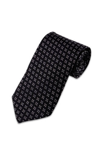 Black Patterned Silk Tie 