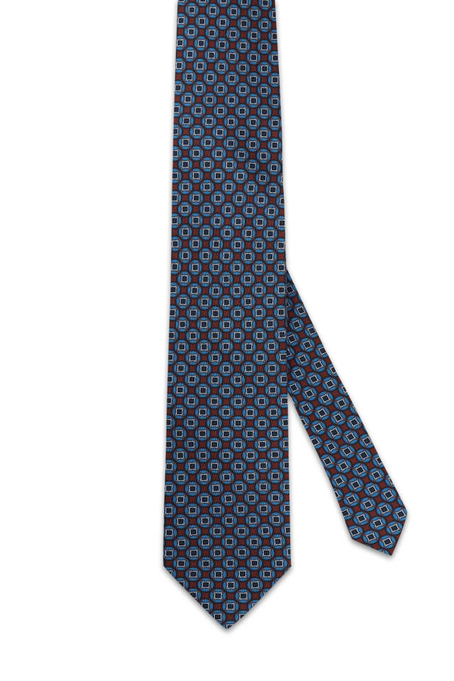 Blue Patterned Silk Tie - 2