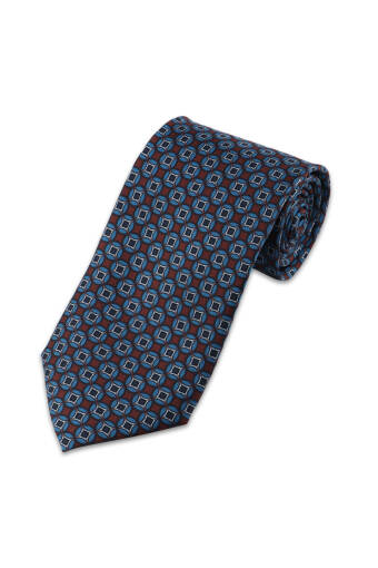 Blue Patterned Silk Tie 