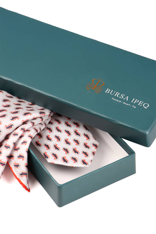 Beige Patterned Silk Tie Set - 3