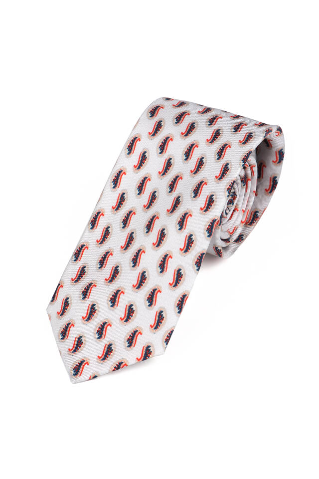 Beige Patterned Silk Tie Set - 2