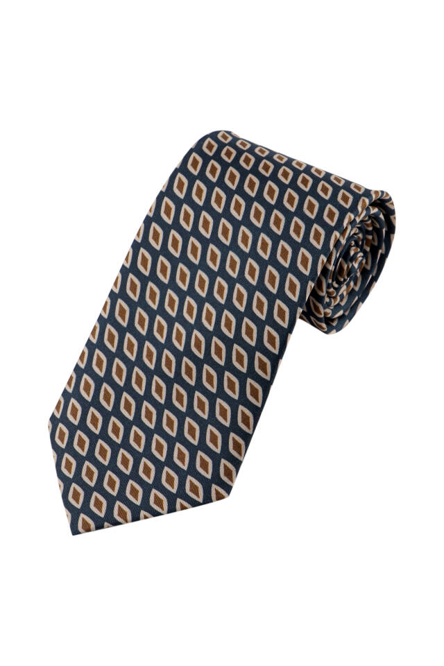 Beige Patterned Silk Tie Set - 2