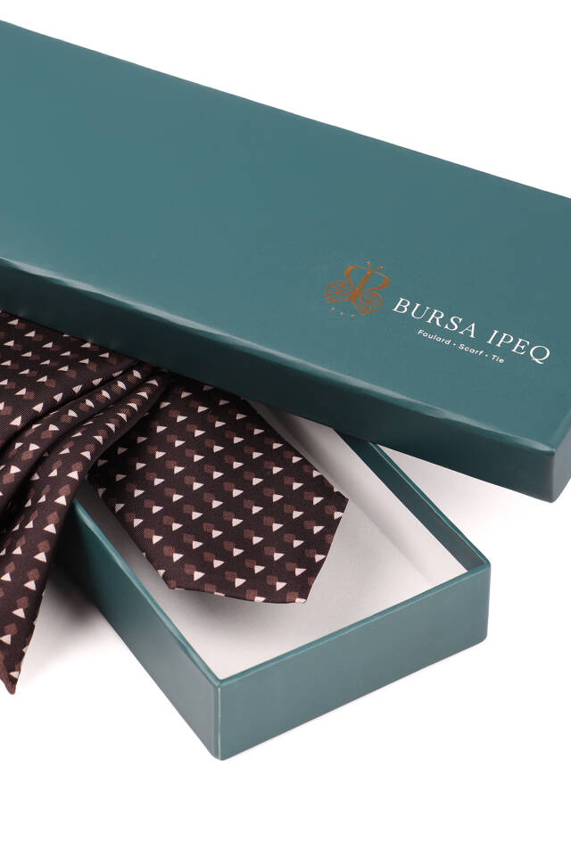 Bitter Coffee Patterned Silk Tie Set - 3