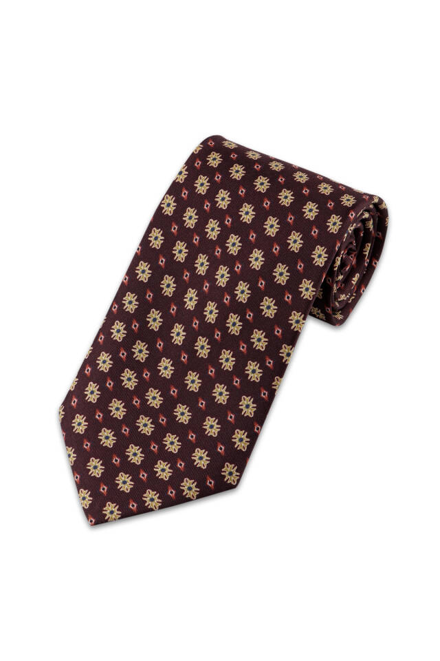 Brown Patterned Silk Tie Set - 2