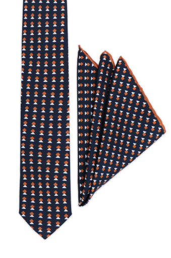 Cinnamon Patterned Silk Tie Set 
