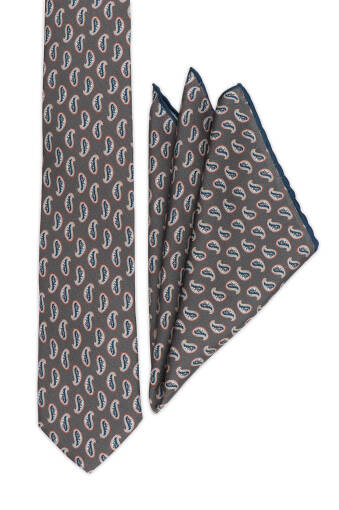 Smoke Patterned Silk Tie Set 