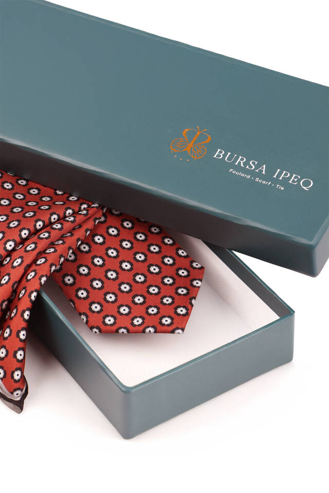 Burgundy Patterned Silk Tie Set - 3