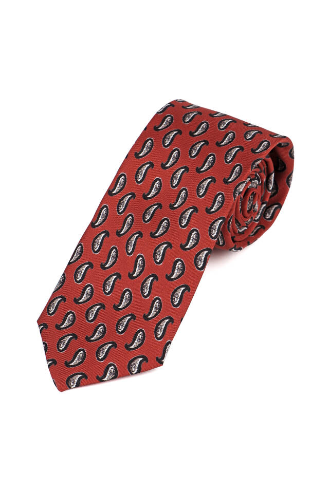 Burgundy Patterned Silk Tie Set - 2