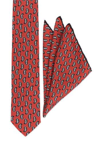 Burgundy Patterned Silk Tie Set 