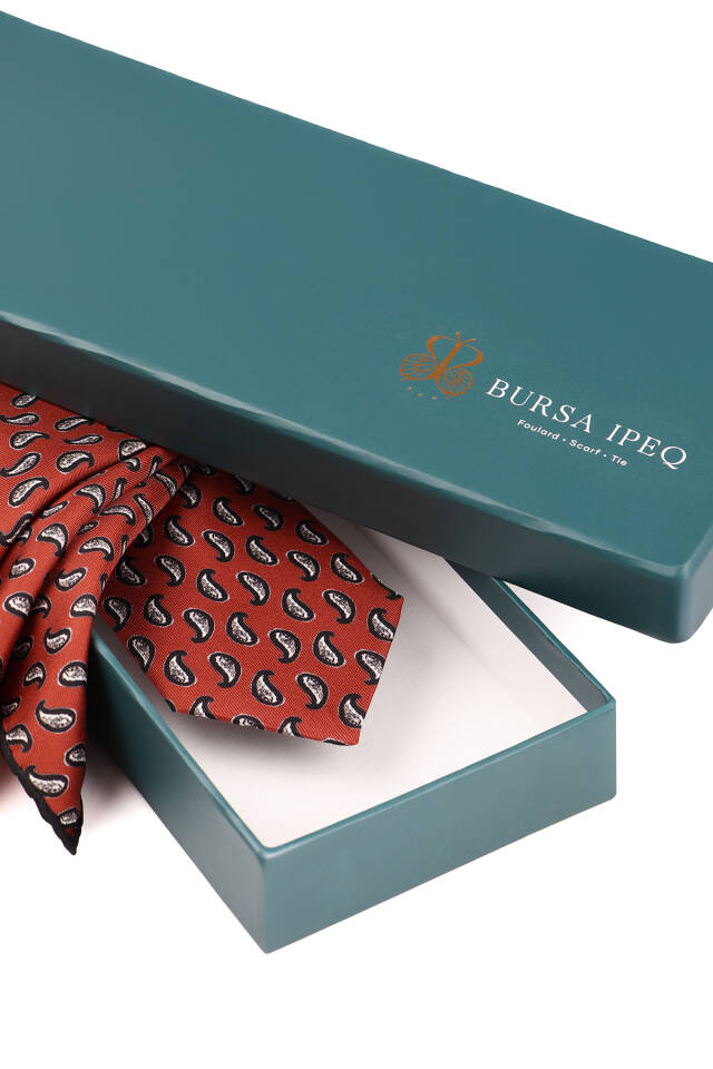 Burgundy Patterned Silk Tie Set - 3