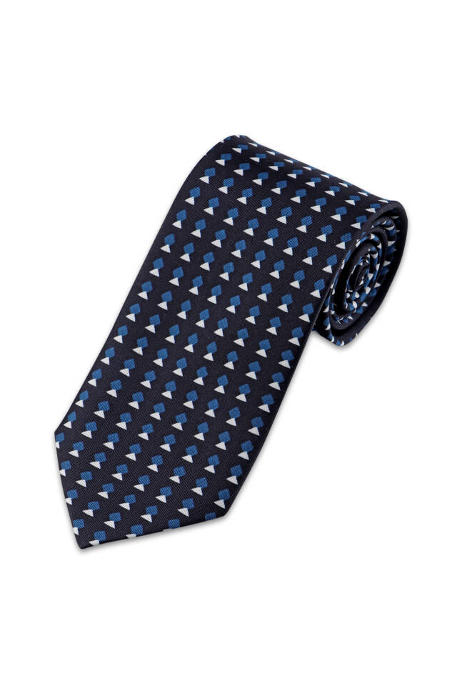 Petrol Blue Patterned Silk Tie Set - 2