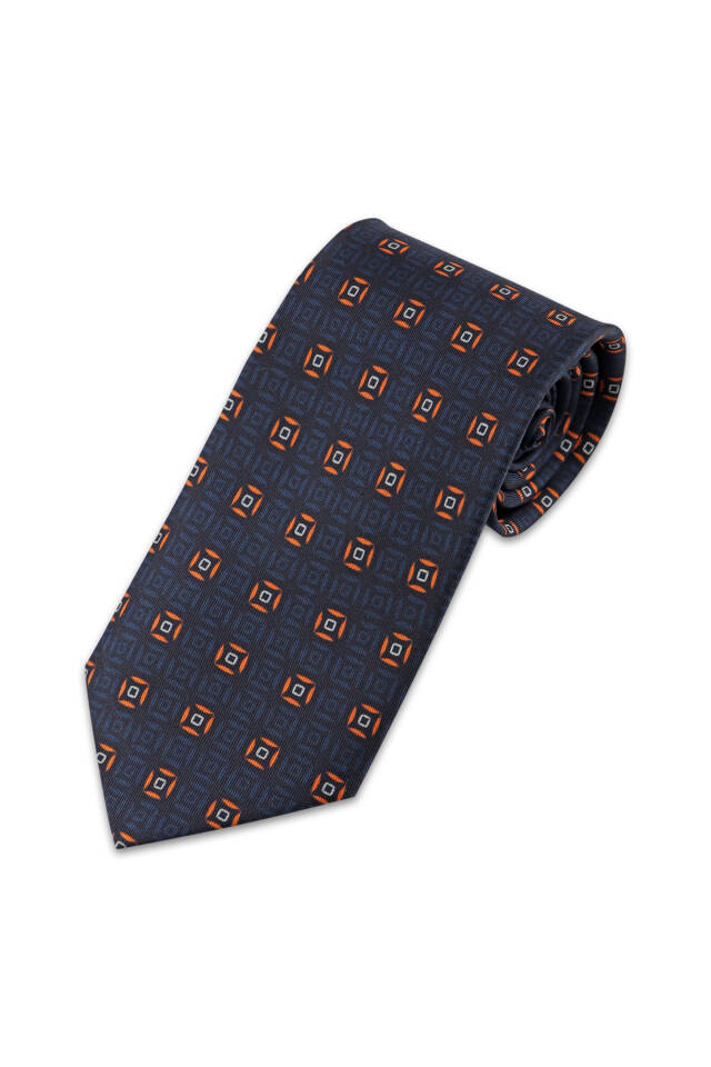 Orange Patterned Silk Tie Set - 2