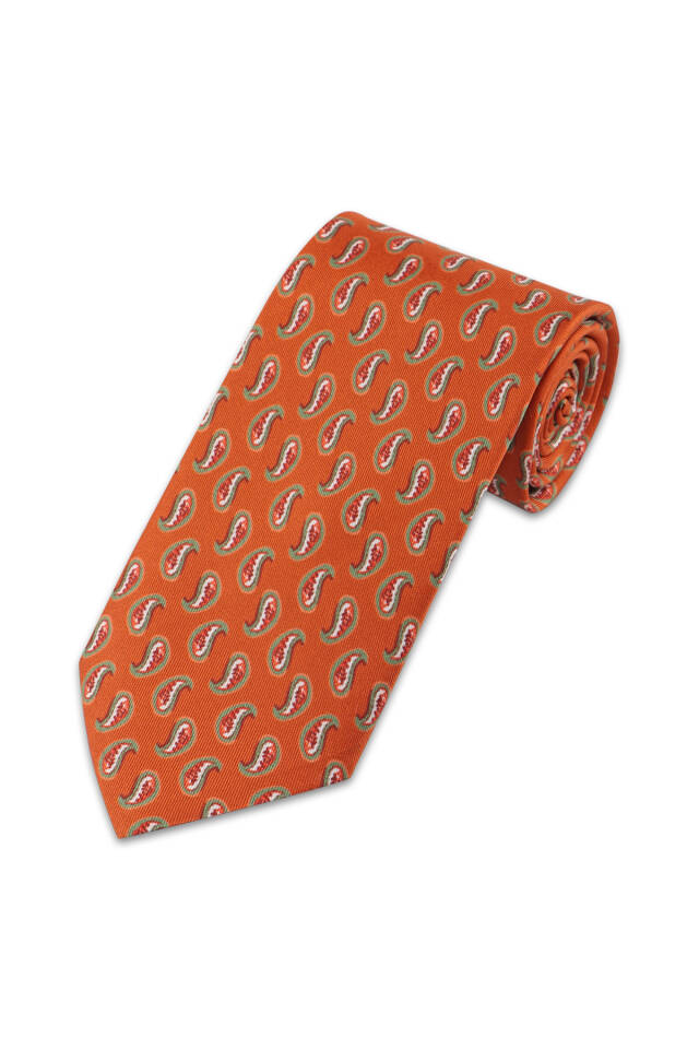 Tan Patterned Silk Tie Set - 2
