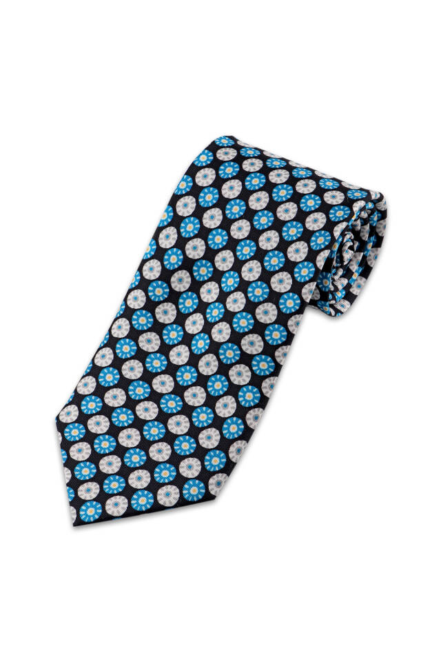 Turquoise Patterned Silk Tie Set - 2