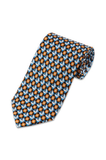 Turquoise Patterned Silk Tie 