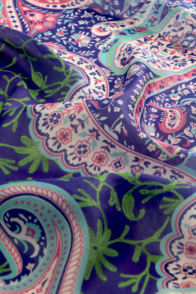 Blue Shawl Pattern Soft Shawl - 3