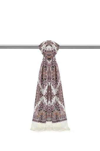 Cream Ethnic Pattern Soft Shawl 