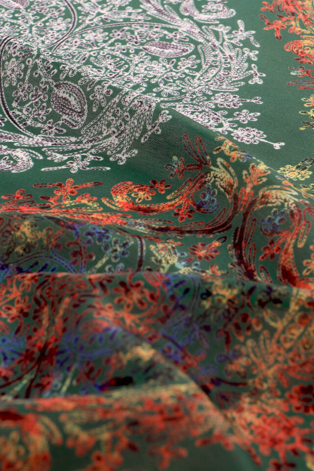 Dark Green Ethnic Pattern Soft Shawl - 3