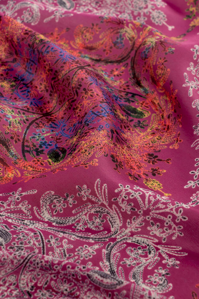 Fuchsia Ethnic Pattern Soft Shawl - 3