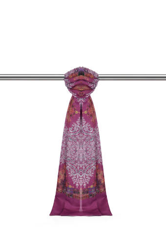 Fuchsia Ethnic Pattern Soft Shawl 