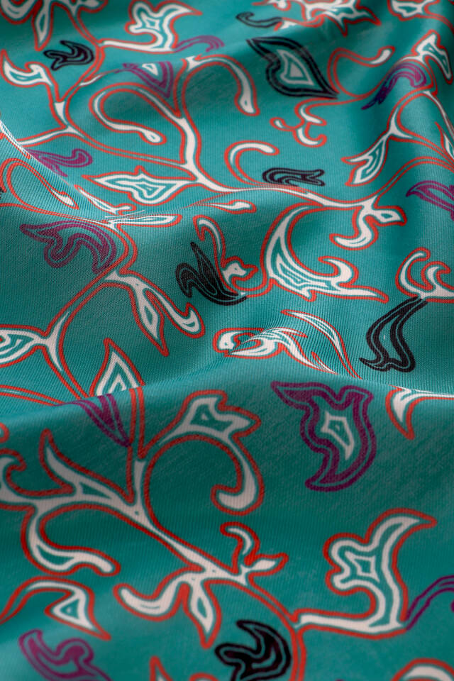 Green Ivy Pattern Soft Shawl - 3