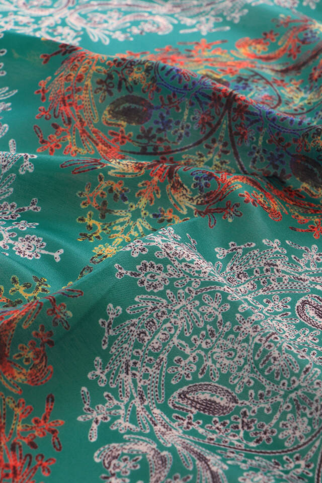 Green Ethnic Pattern Soft Shawl - 3