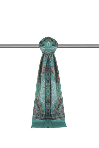 Green Ethnic Pattern Soft Shawl 