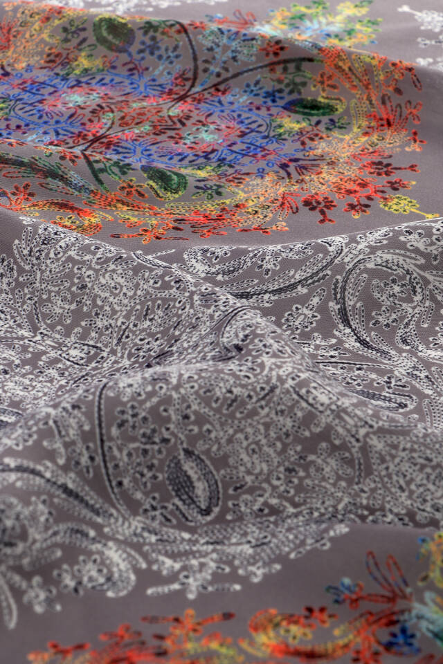 Gray Ethnic Pattern Soft Shawl - 3