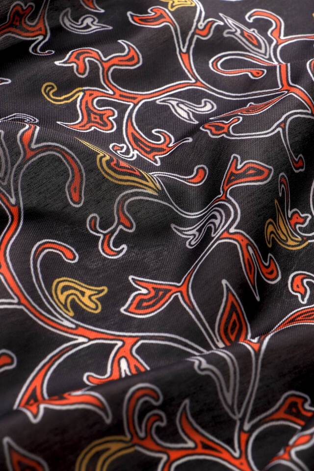 Orange Ivy Pattern Soft Shawl - 3