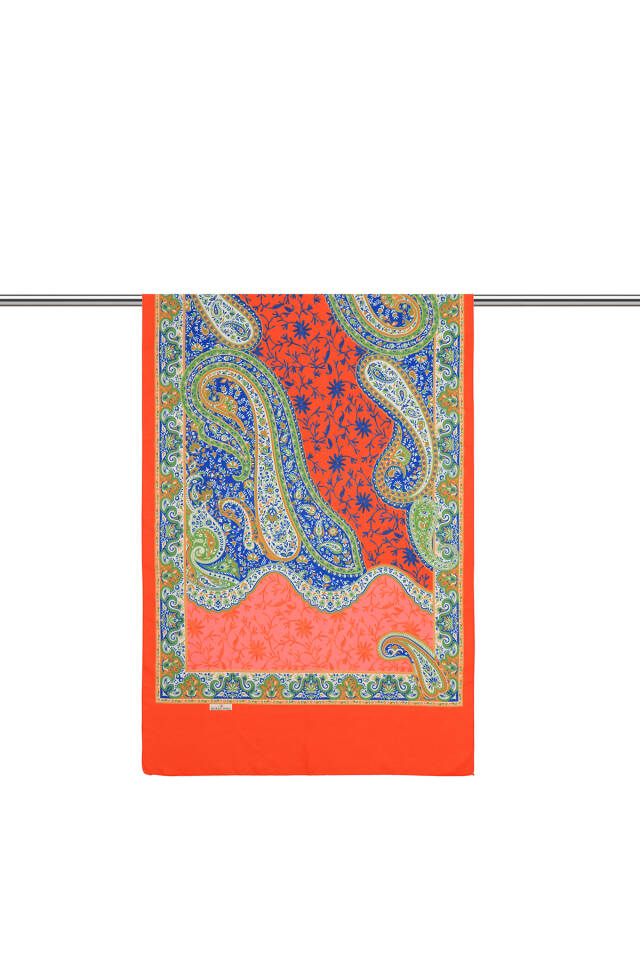 Orange Shawl Pattern Soft Shawl - 2