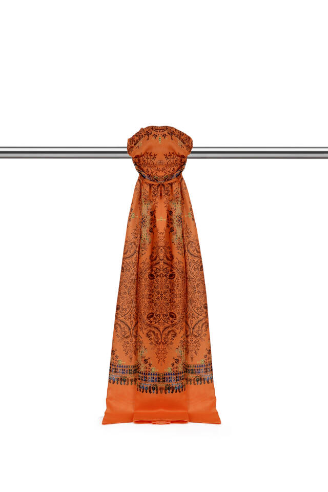 Orange Ethnic Pattern Soft Shawl 
