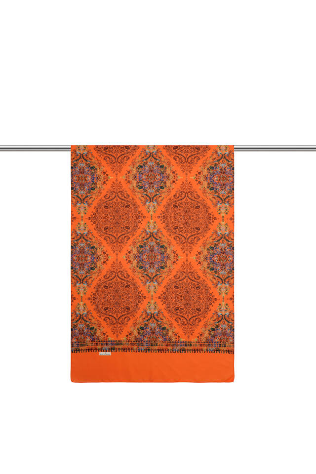 Orange Ethnic Pattern Soft Shawl - 2