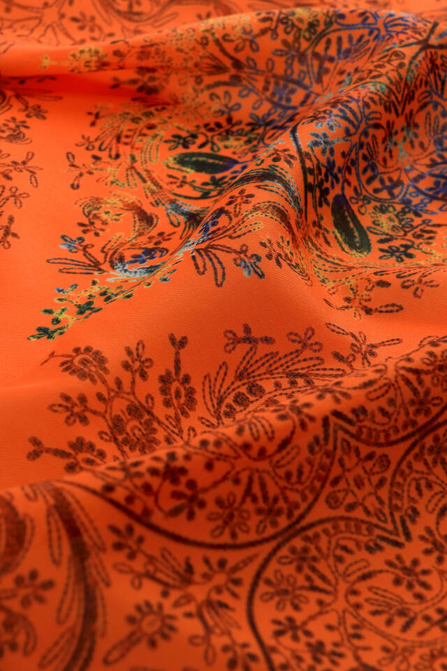 Orange Ethnic Pattern Soft Shawl - 3