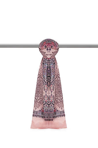 Pink Ethnic Pattern Soft Shawl 