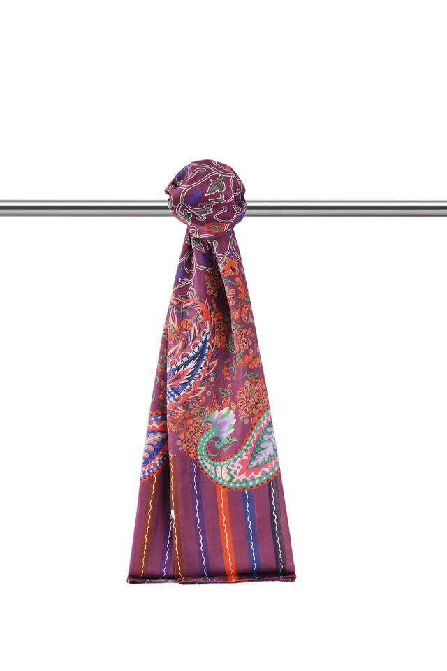 Purple Ivy Pattern Soft Shawl - 1