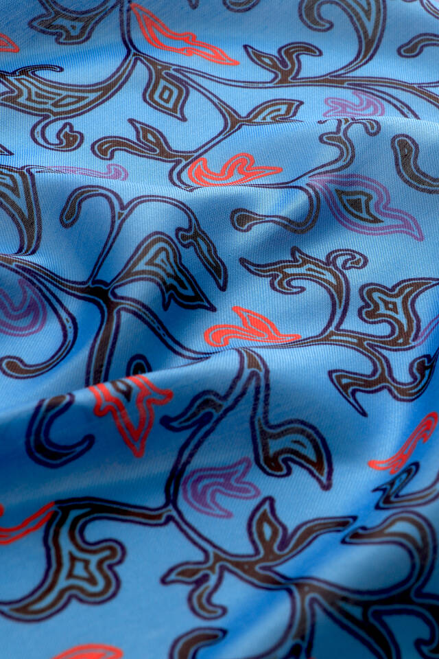 Turquoise Ivy Pattern Soft Shawl - 3