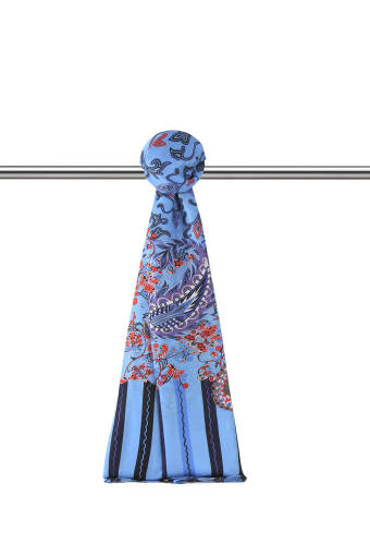 Turquoise Ivy Pattern Soft Shawl 