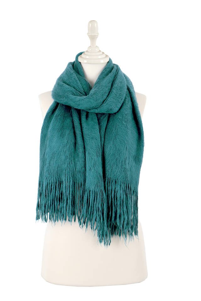 Petrol Blue Angora Shawl - 3
