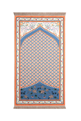 Petrol Blue Velvet Carpet Prayer Rug 